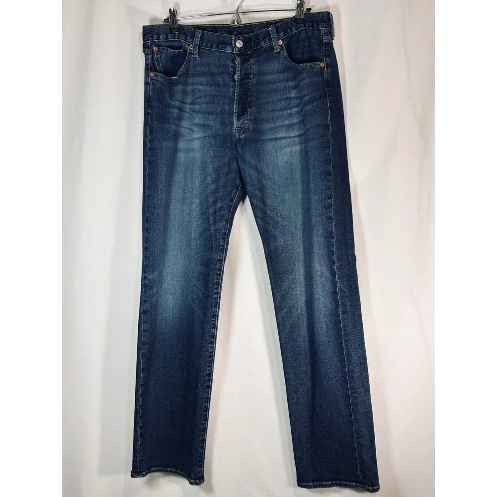 Levis‎ 501 Original Fit Mens Jeans 36x34 Blue Denim Button Fly Straight Leg